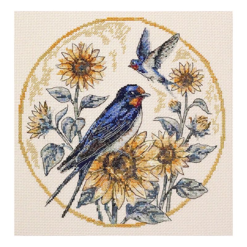DIY Cross Stitch Kit "The melody of swallows" 9.4x9.4 in