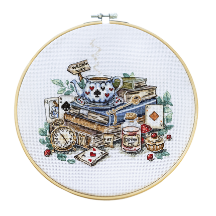 DIY Cross Stitch Kit "The mad tea party" 7.1x6.7 in