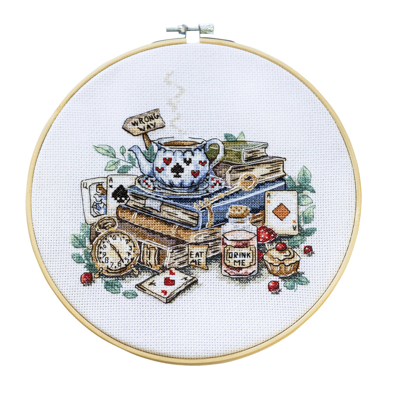 DIY Cross Stitch Kit "The mad tea party" 7.1x6.7 in