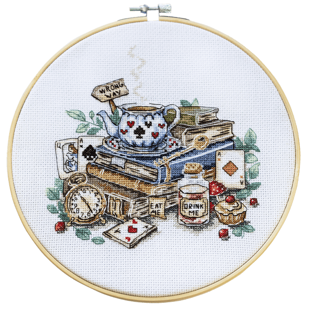 DIY Cross Stitch Kit "The mad tea party" 7.1x6.7 in