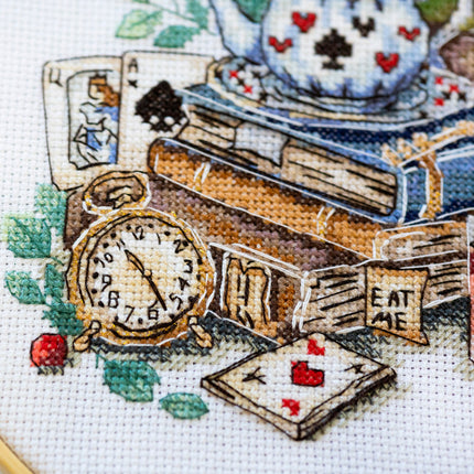 DIY Cross Stitch Kit "The mad tea party" 7.1x6.7 in