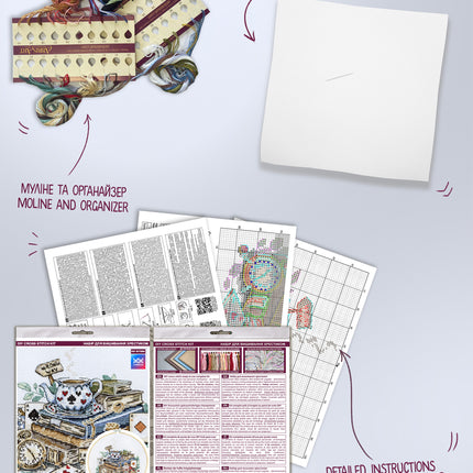 DIY Cross Stitch Kit "The mad tea party" 7.1x6.7 in