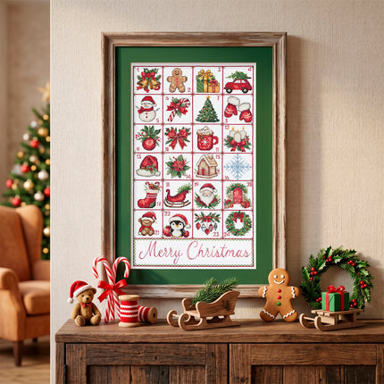 DIY Cross Stitch Kit "Christmas Advent" 11.4x19.7 in