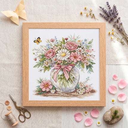 DIY Cross Stitch Kit "Floral mood " 8.3x8.7 in