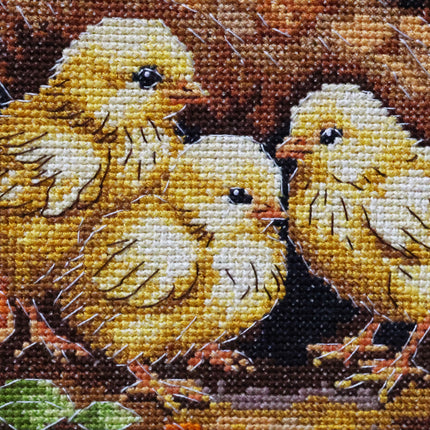 DIY Cross Stitch Kit "Hen in the Yard" 9.1x11.8 in