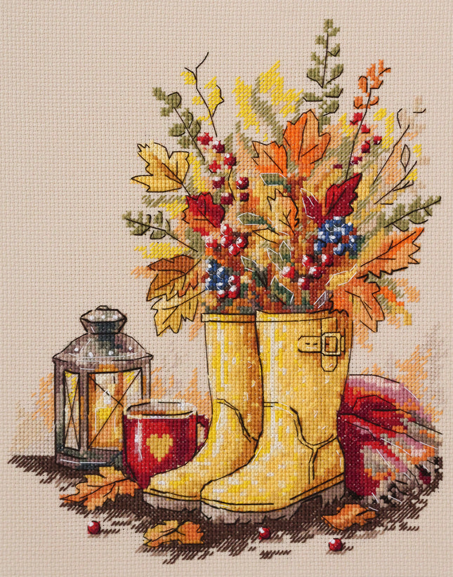 DIY Cross Stitch Kit "As the Rain Falls" 8.3x9.8 in