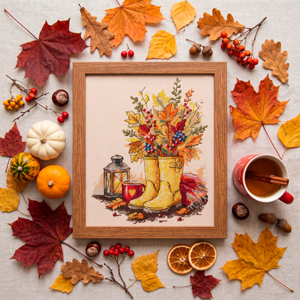 DIY Cross Stitch Kit "As the Rain Falls" 8.3x9.8 in