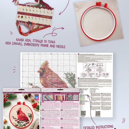 Counted Cross Stitch Kit "Cross-stitch kits Winter Cardinal"