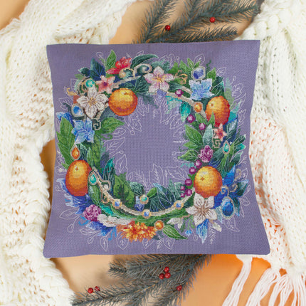 DIY Cross Stitch Pillow Kit "An exquisite holiday"