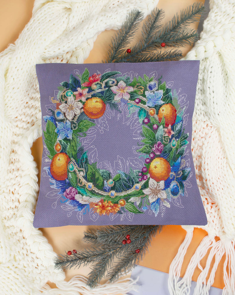 DIY Cross Stitch Pillow Kit "An exquisite holiday"