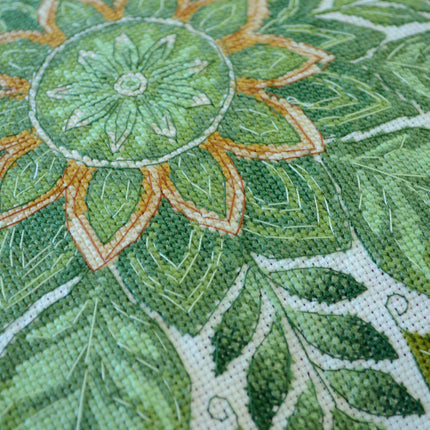 DIY Cross Stitch Pillow Kit "Dance of the leaves"
