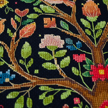 DIY Cross Stitch Pillow Kit " Tree of Forest Tales"