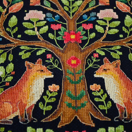 DIY Cross Stitch Pillow Kit " Tree of Forest Tales"