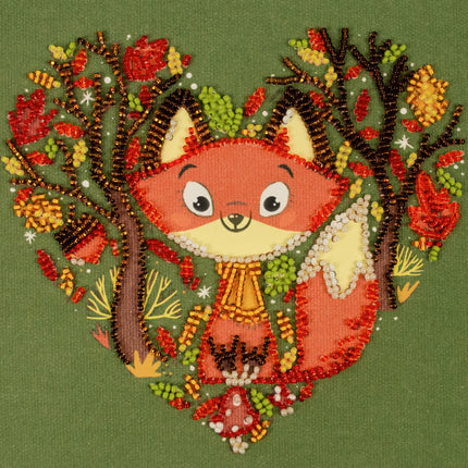 DIY Bead Embroidery Kit "Red fox"  5.9"x5.9" / 15.0x15.0 cm