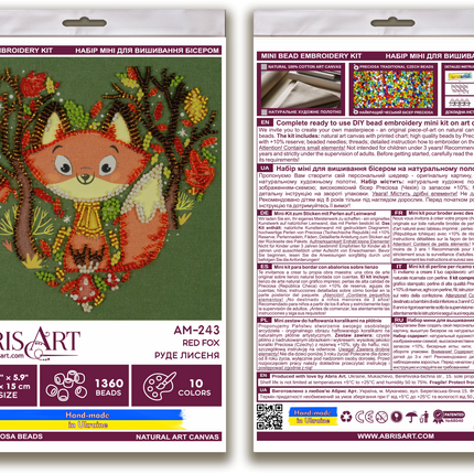 DIY Bead Embroidery Kit "Red fox"  5.9"x5.9" / 15.0x15.0 cm