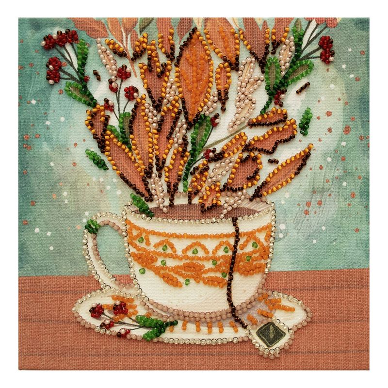DIY Bead Embroidery Kit "Аutumn aroma"  5.9"x5.9" / 15.0x15.0 cm