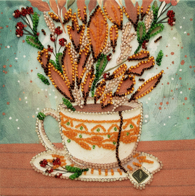 DIY Bead Embroidery Kit "Аutumn aroma"  5.9"x5.9" / 15.0x15.0 cm