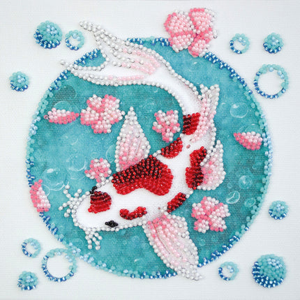 DIY Bead Embroidery Kit "Koi carp"  5.9"x5.9" / 15.0x15.0 cm