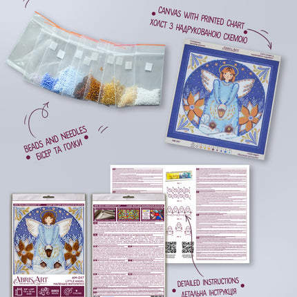 DIY Bead Embroidery Kit "Little angel"  5.9"x5.9" / 15.0x15.0 cm