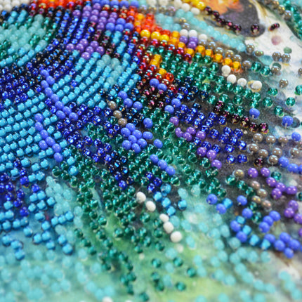 DIY Bead Embroidery Kit "Respectable peacock"  5.9"x5.9" / 15.0x15.0 cm