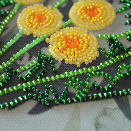DIY Bead Embroidery Kit "Favorite dandelion"  5.9"x5.9" / 15.0x15.0 cm