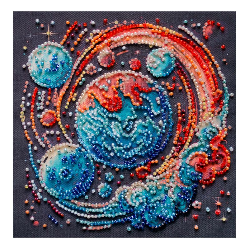 DIY Bead Embroidery Kit "Cosmic energy"  5.9"x5.9" / 15.0x15.0 cm