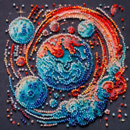 DIY Bead Embroidery Kit "Cosmic energy"  5.9"x5.9" / 15.0x15.0 cm