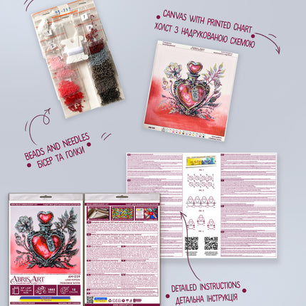 DIY Bead Embroidery Kit "Love potion"  5.9"x5.9" / 15.0x15.0 cm