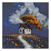 DIY Bead Embroidery Kit "Cottage Beneath the Clouds"  5.9"x5.9" / 15.0x15.0 cm
