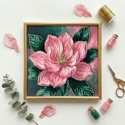 DIY Bead Embroidery Kit "Petal Kiss"  5.9"x5.9" / 15.0x15.0 cm