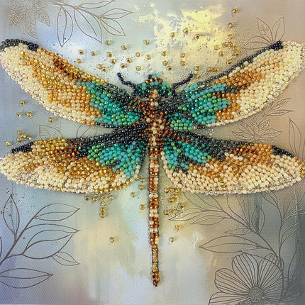 DIY Bead Embroidery Kit "Emerald wings"  5.9"x5.9" / 15.0x15.0 cm