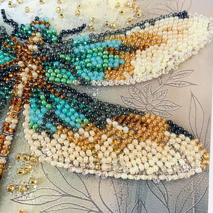 DIY Bead Embroidery Kit "Emerald wings"  5.9"x5.9" / 15.0x15.0 cm