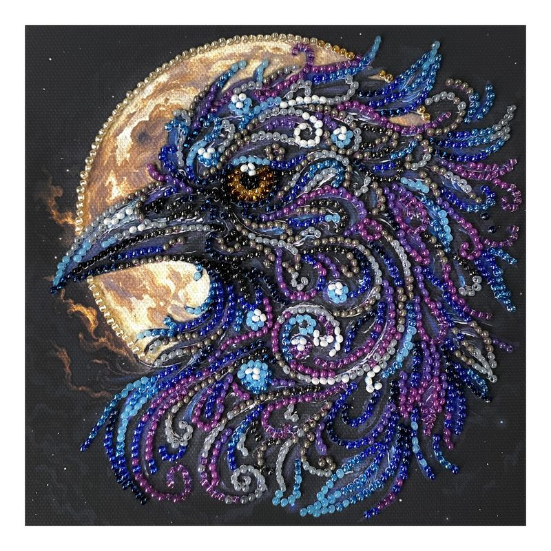 DIY Bead Embroidery Kit "Amber gaze"  5.9"x5.9" / 15.0x15.0 cm