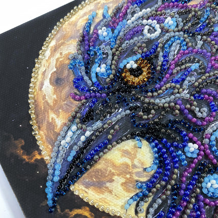 DIY Bead Embroidery Kit "Amber gaze"  5.9"x5.9" / 15.0x15.0 cm
