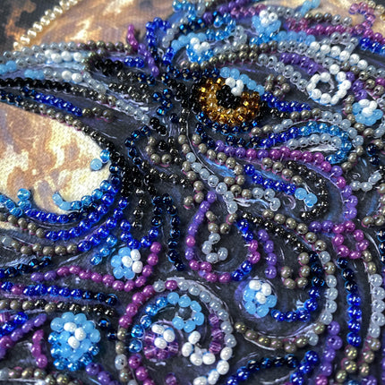 DIY Bead Embroidery Kit "Amber gaze"  5.9"x5.9" / 15.0x15.0 cm