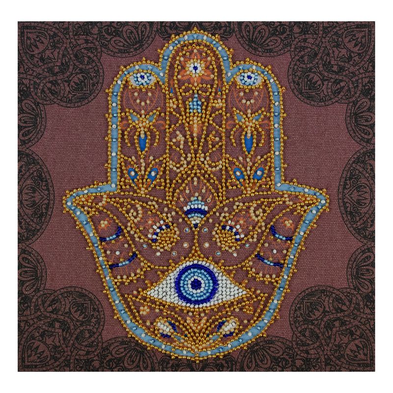 DIY Bead Embroidery Kit "Golden Hamsa"