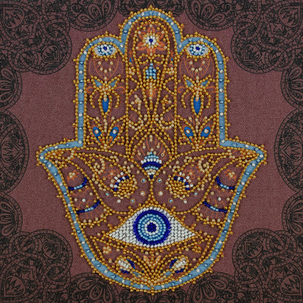 DIY Bead Embroidery Kit "Golden Hamsa"