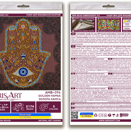 DIY Bead Embroidery Kit "Golden Hamsa"