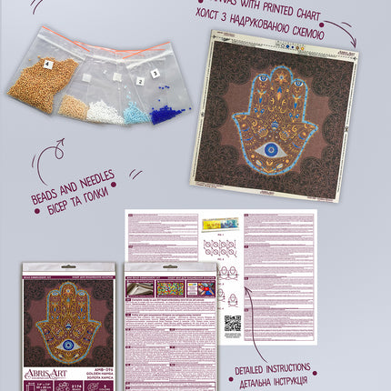 DIY Bead Embroidery Kit "Golden Hamsa"