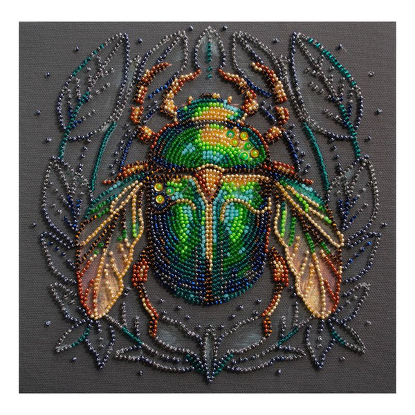 DIY Bead Embroidery Kit "Emerald beetle"