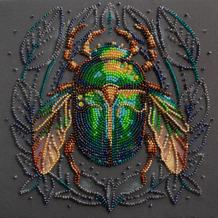 DIY Bead Embroidery Kit "Emerald beetle"