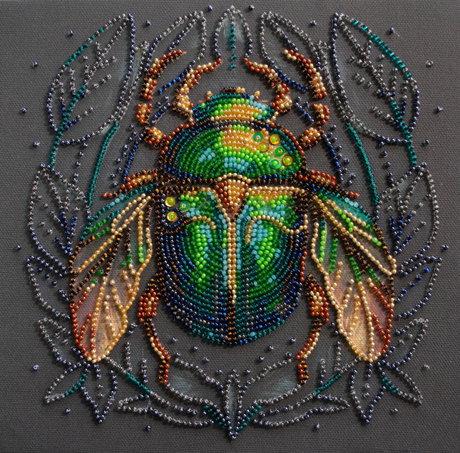 DIY Bead Embroidery Kit "Emerald beetle"