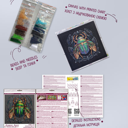 DIY Bead Embroidery Kit "Emerald beetle"