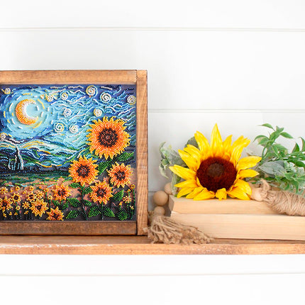 DIY Bead Embroidery Kit "Mid-sized bead embroidery kit Sunflowers in night’s embrace (Deco Scenes)"
