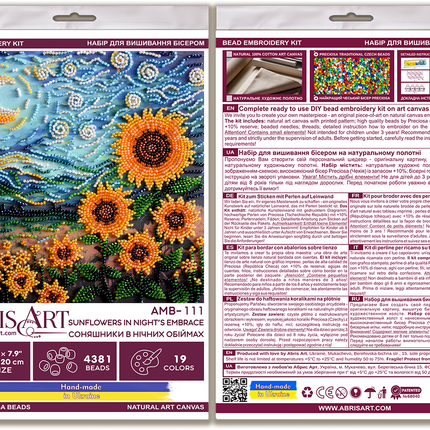 DIY Bead Embroidery Kit "Mid-sized bead embroidery kit Sunflowers in night’s embrace (Deco Scenes)"