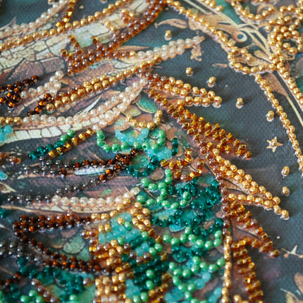 DIY Bead Embroidery Kit "Breath of Fire " 7.9"x7.9" / 20.0x20.0 cm