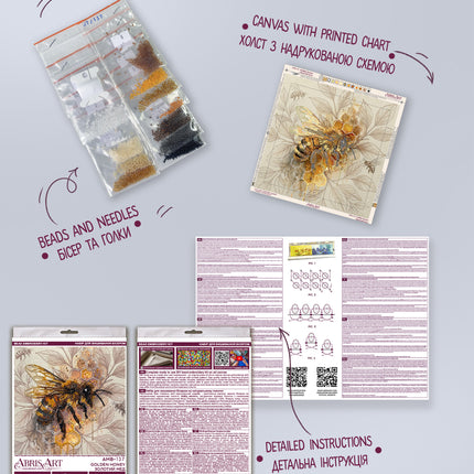 DIY Bead Embroidery Kit "Golden honey"