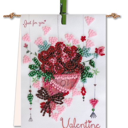 Flags kits with bead embroidery "Bouquet with love", Pennant-kit Bead Embroidery, Pennant Flag Kit