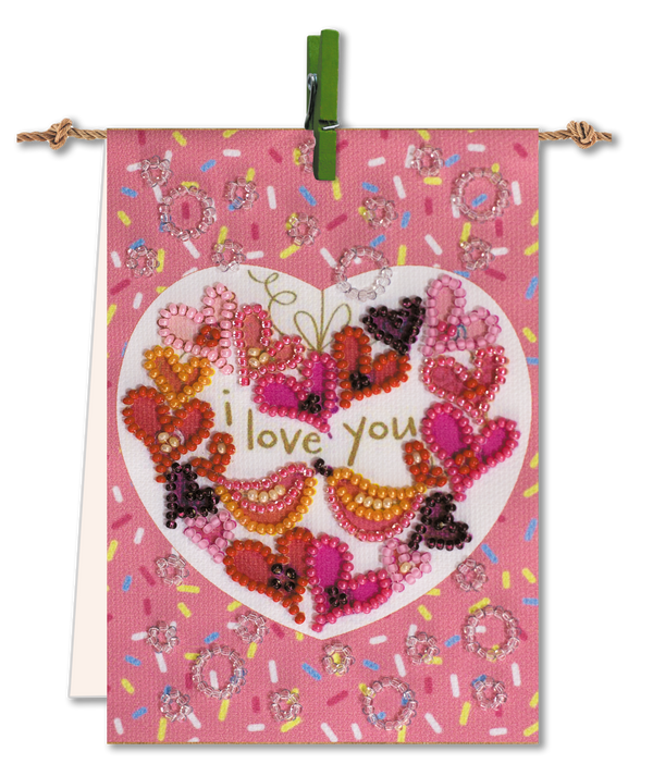 Flags kits with bead embroidery "A song of love", Pennant-kit Bead Embroidery, Pennant Flag Kit