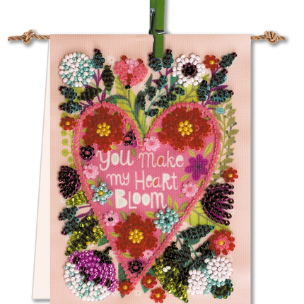 Flags kits with bead embroidery "Happy heart", Pennant-kit Bead Embroidery, Pennant Flag Kit